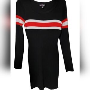(1309) LU NYC Black Knit Long Sleeve Mini Dress Size XL